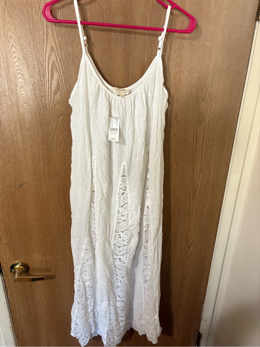La Hearts White Lace-Panel Maxi Dress